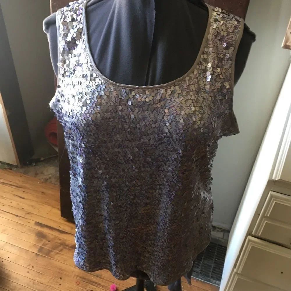 Chico’s 3 silvery sequin sleeveless blouse/shell